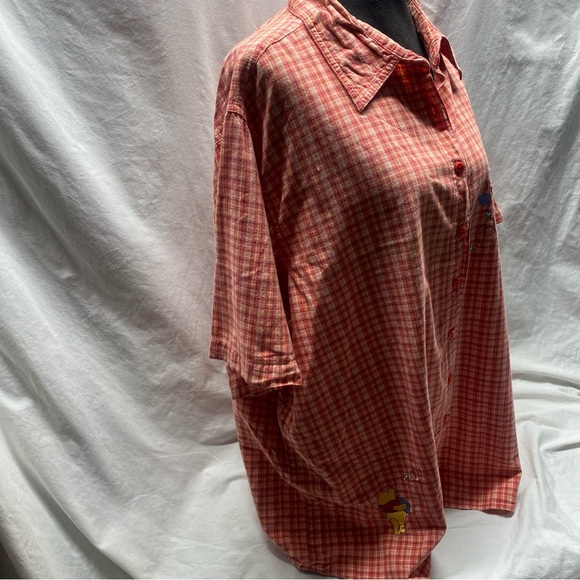 Vtg 90’s Disney POOH PIGLET Plaid Button Up Embroidered Shirt sz XXL - Picture 11 of 11